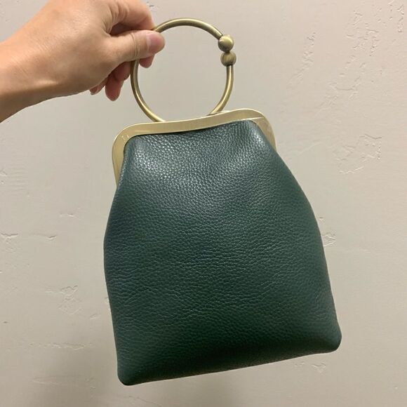 Vintage Oriental Style Genuine Pebble Leather Kiss-lock Wristlet/Crossbody - Picture 4 of 16